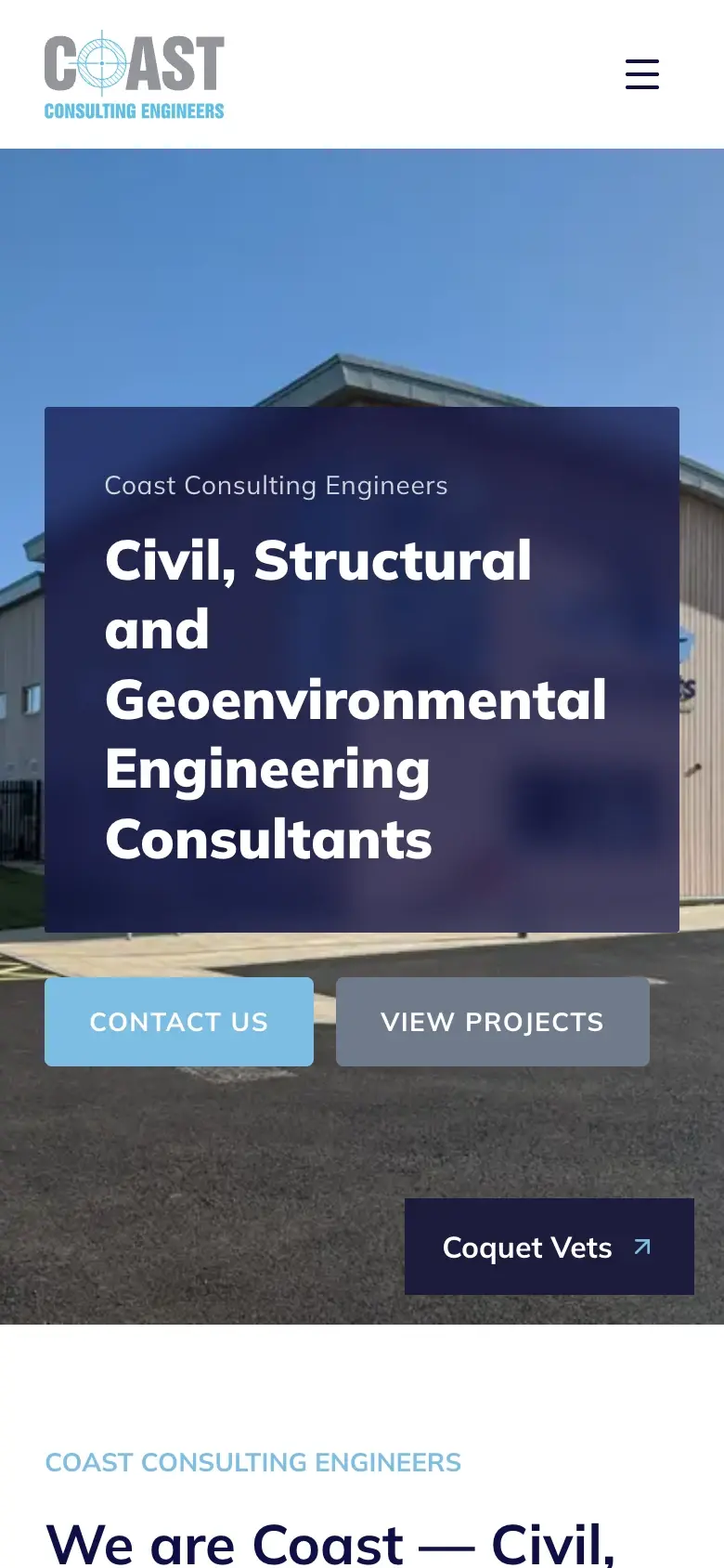 Coast Consulting Engineers website on mobile